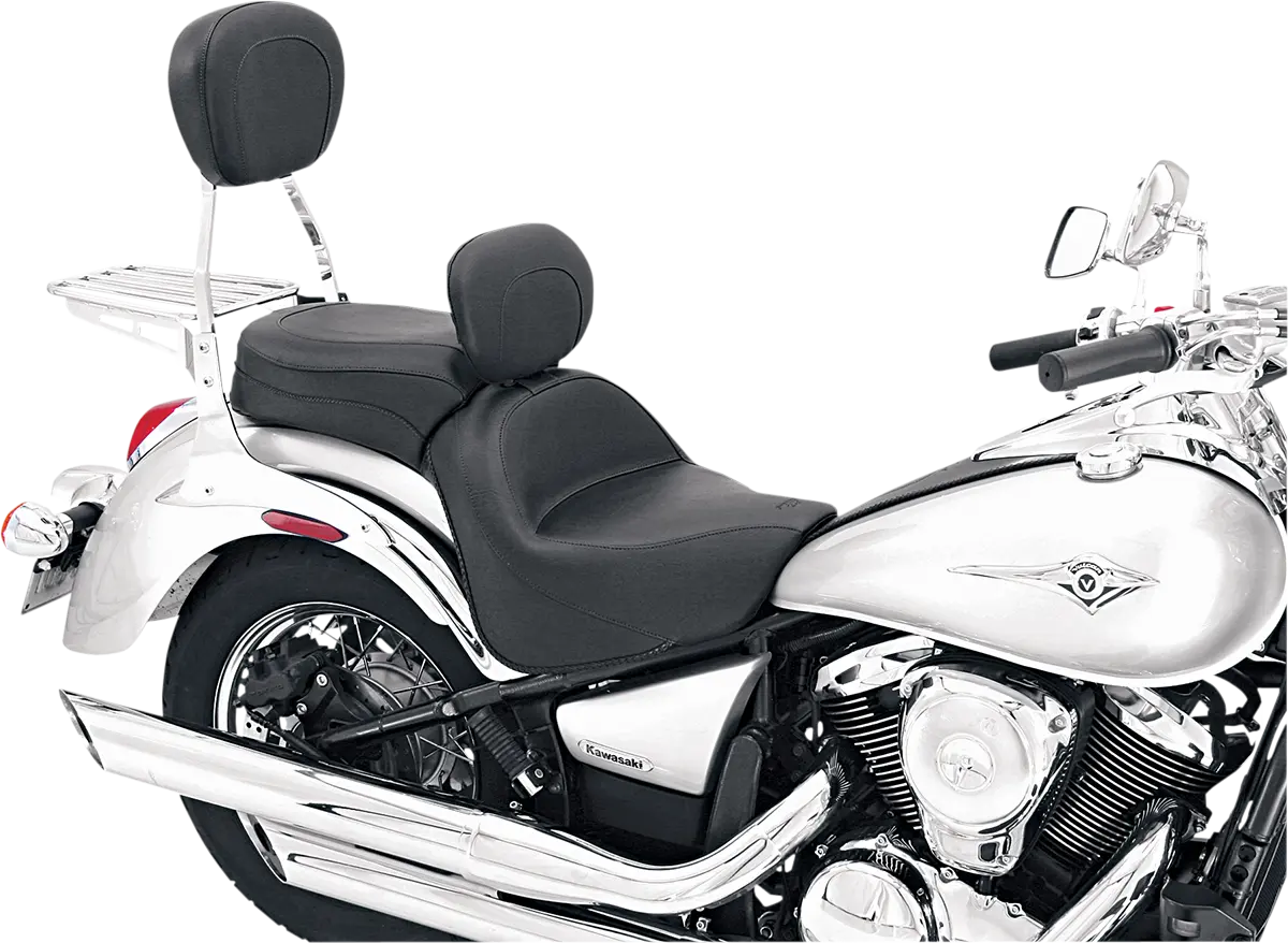 2-Up Mustang Vintage Wide Touring Seat With Backrest - For KAWASAKI