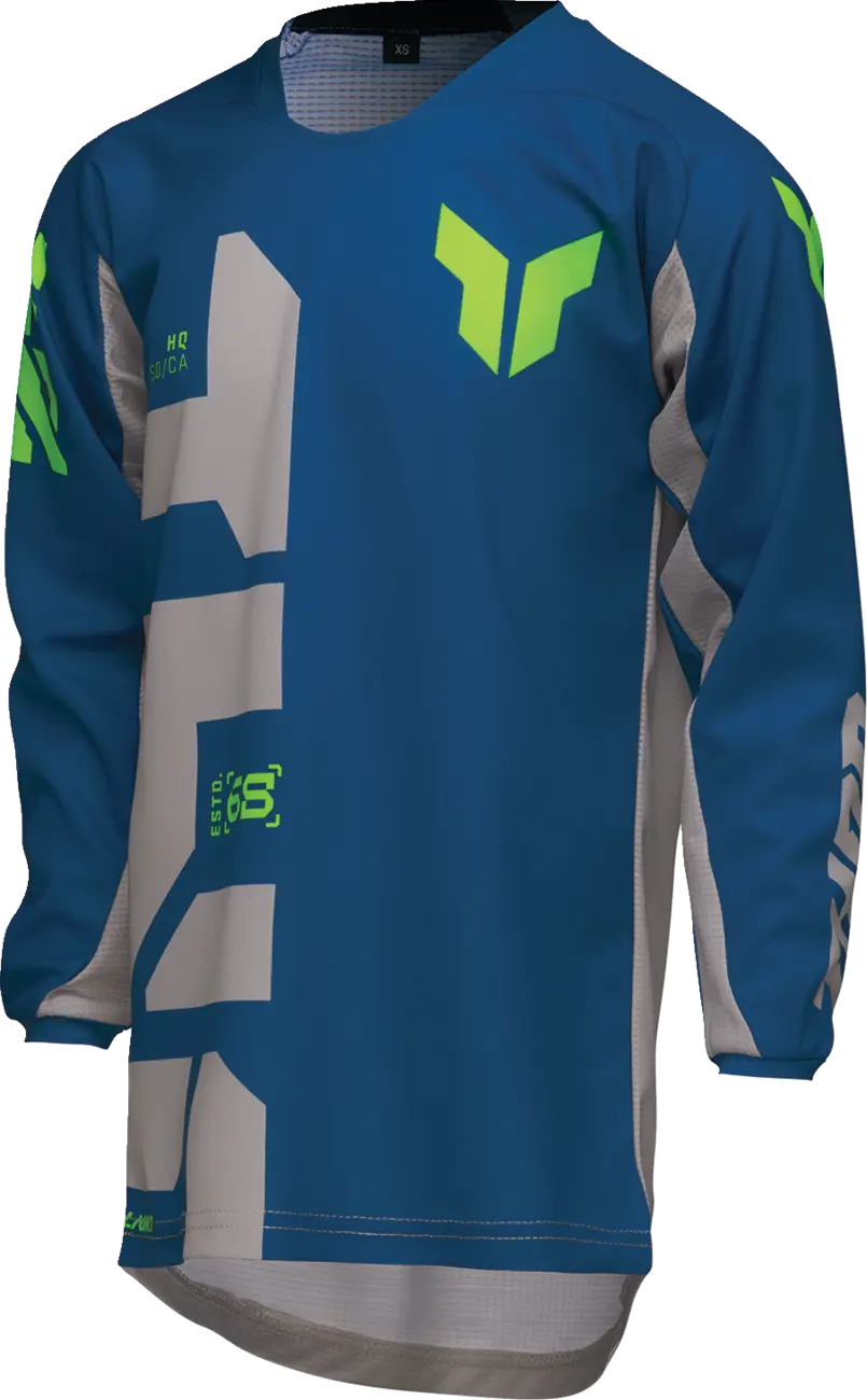Thor Youth Launchmode Forge Jersey - Blue, Gray, Fluorescent Yellow