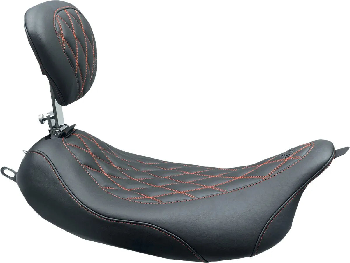Mustang Wide Tripper Solo Seat With Backrest - For Harley Davidson