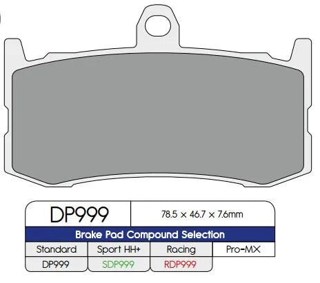 Dp Brakes Rdp999 Race Pads Til Højtydende Bremser - Foran