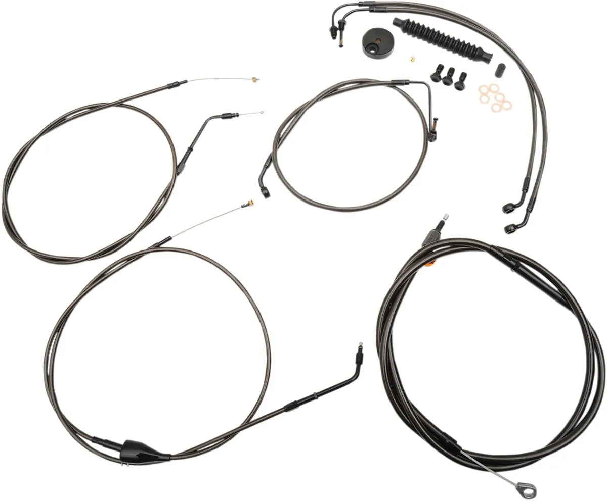 LA CHOPPERS Midnight Braided Cable/Brake Line Kit for Ape Hanger