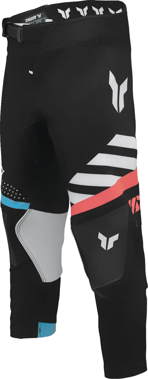 Thor Youth Sportmode Synth Pants - Black/White/Coral/Turquoise
