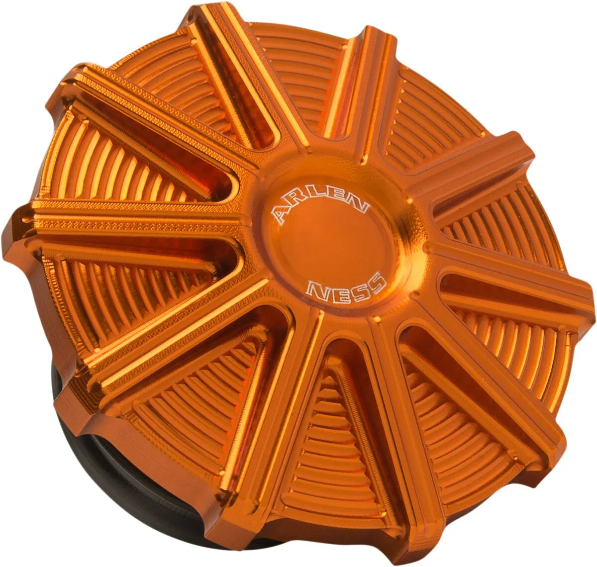 Arlen Ness Vented Gas Cap - Orange Anodized Billet Aluminum