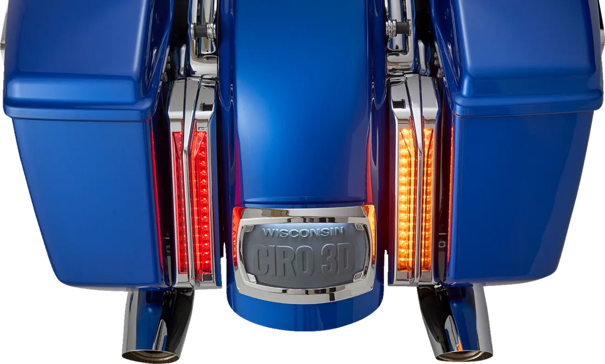 Ciro Filler Panel Tail Lights Red Lens Chrome for H-D Street