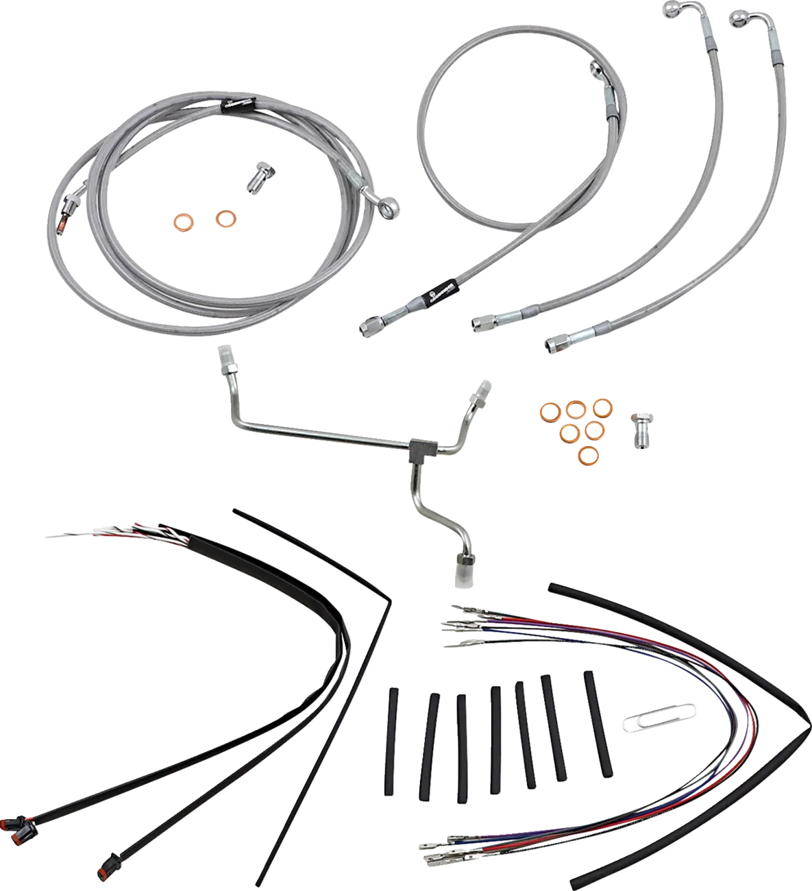 BURLY BRAND Ape Hanger Stainless Braided Cable/Brake Line Kit