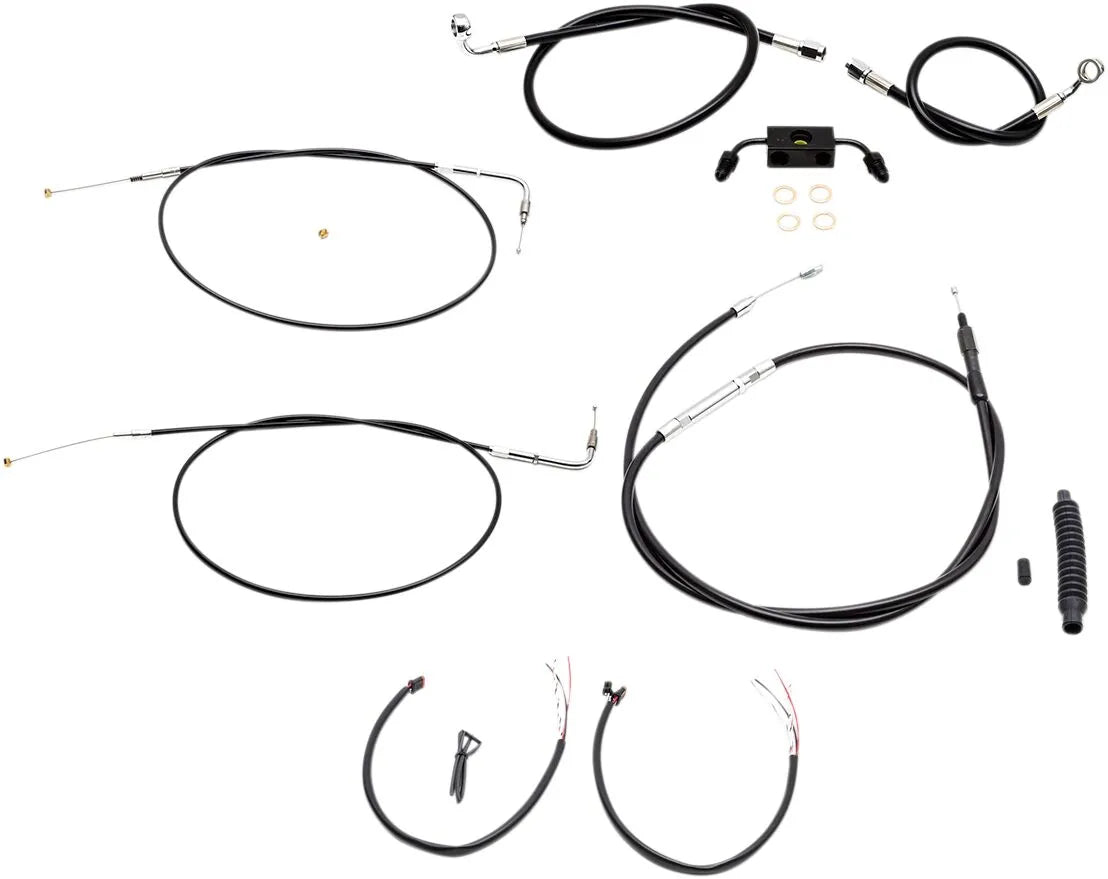 LA CHOPPERS Black Vinyl Braided Handlebar Cable/Brake Line Kit