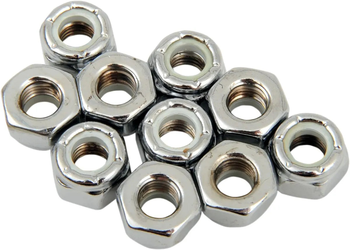Drag Specialties 1/4-28 Chrome Nylon Insert Nuts
