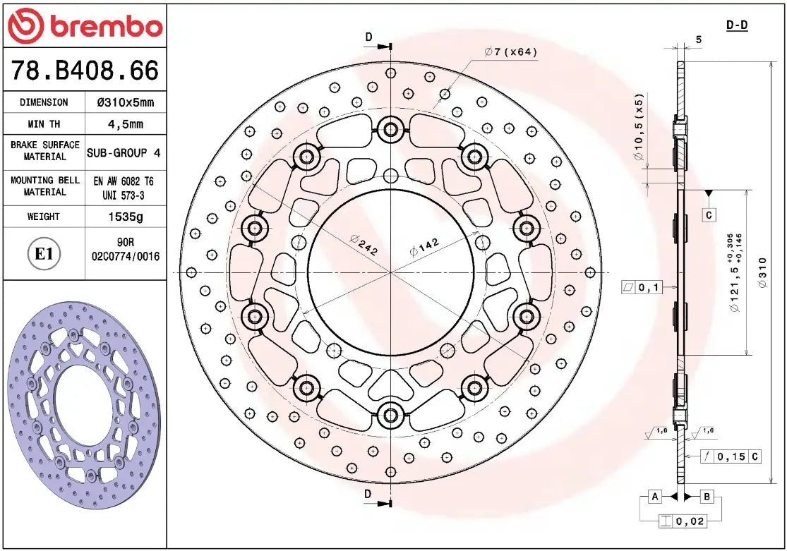 Brembo Serie Oro Floating Brake Rotor Prime Line - Front