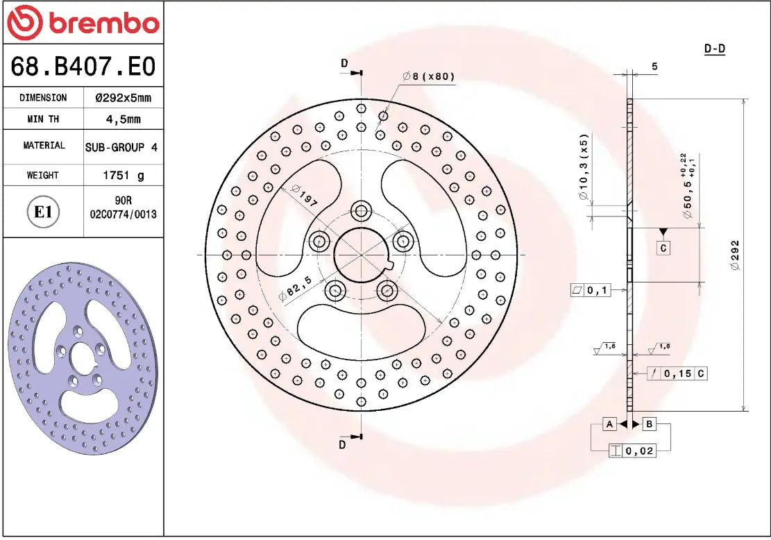 Brembo Serie Oro Prime Line Fixed Brake Rotor