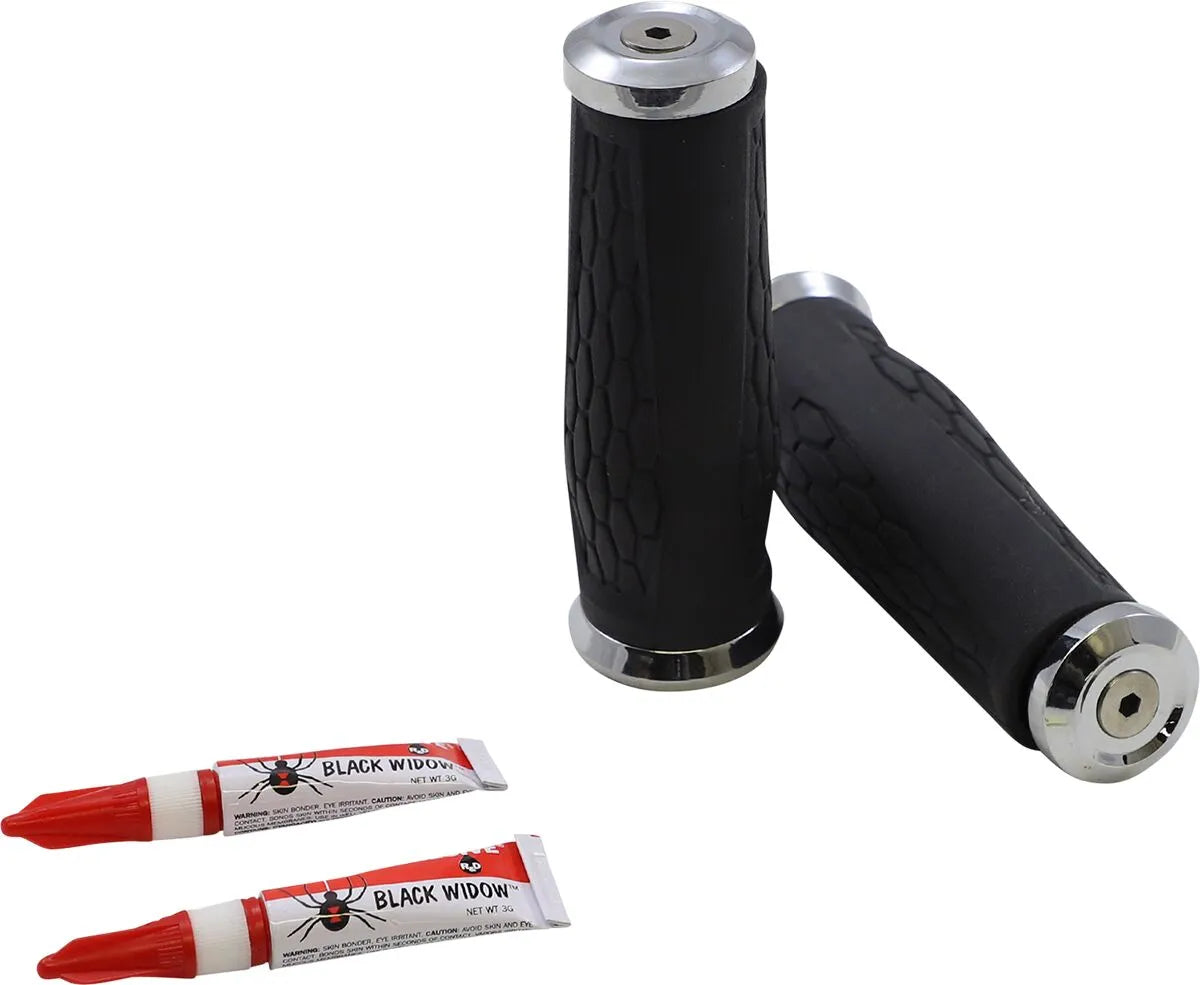 Kuryakyn Hex Grips - Chrome, 1" Handlebar