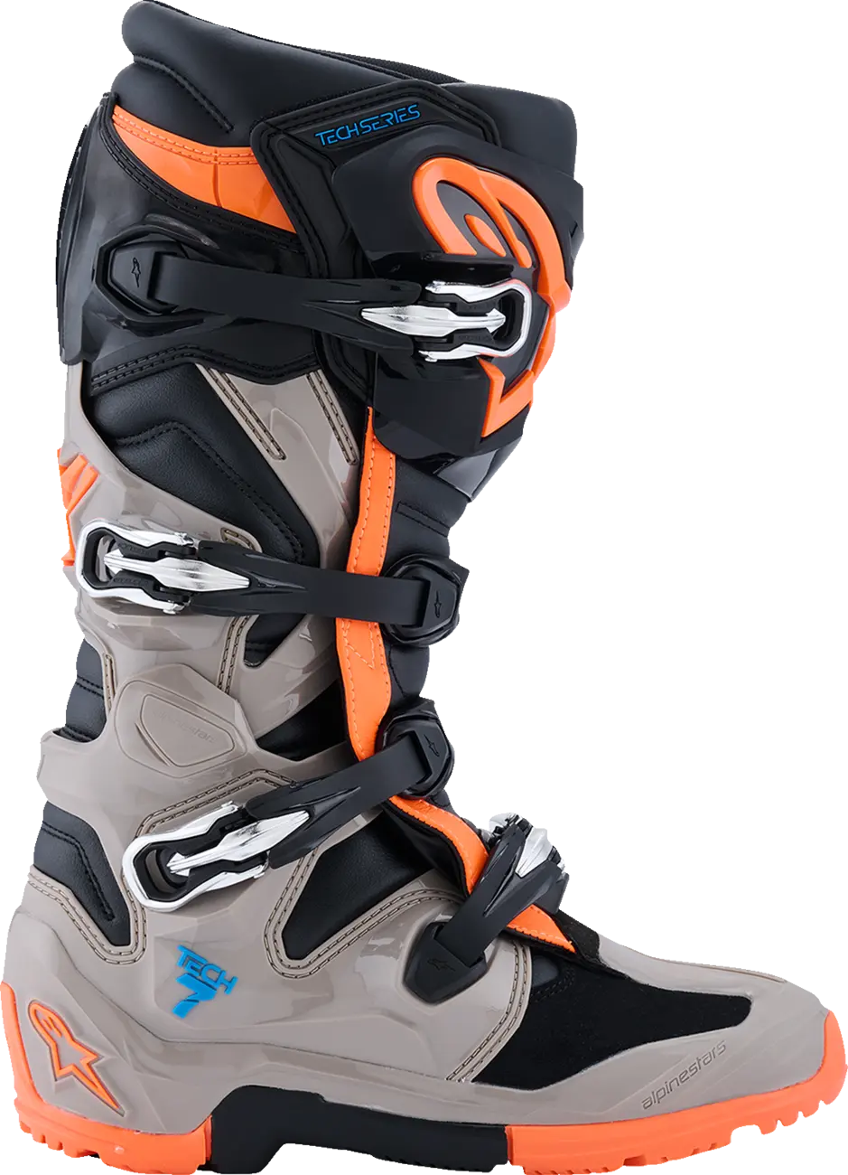 Alpinestars Tech 7 Enduro Boots Black Warm Gray Orange Fluo