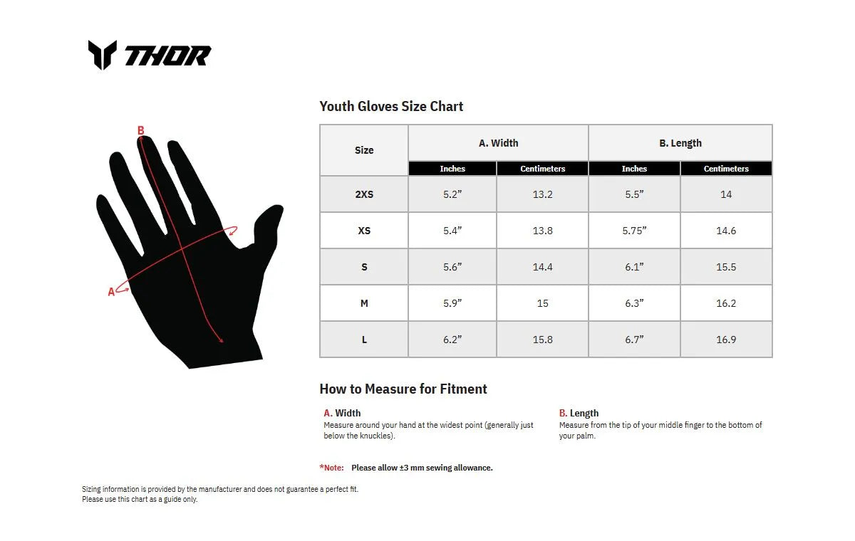 Thor Youth Launchmode Namir Gloves White/Black