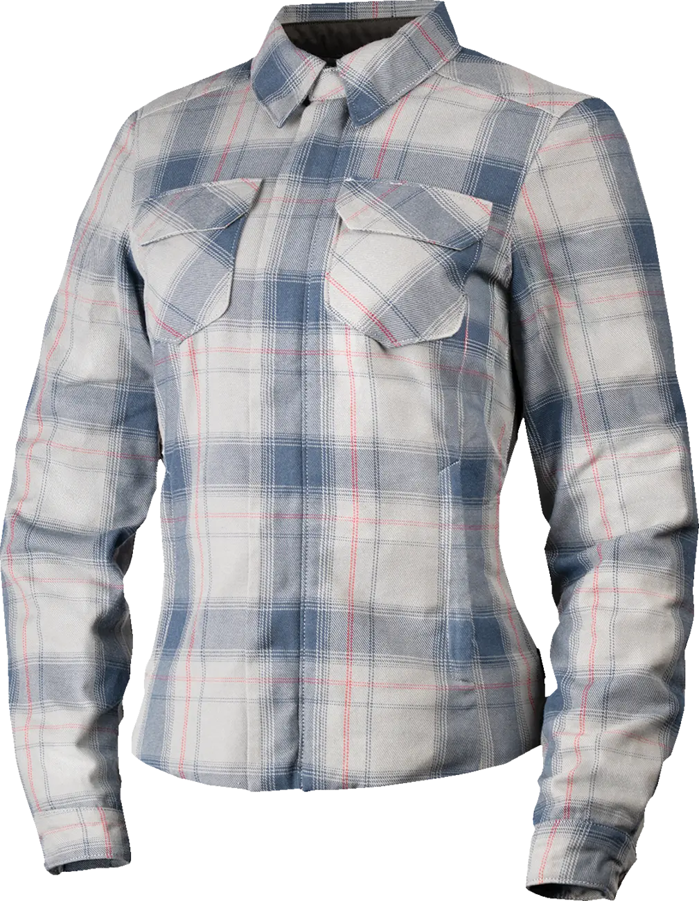 Icon Women's Fallblock Flannel™ Motorcycle Jacket - Blue/Gray/Red/White