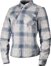 Icon Women's Fallblock Flannel™ Motorcycle Jacket - Blue/Gray/Red/White