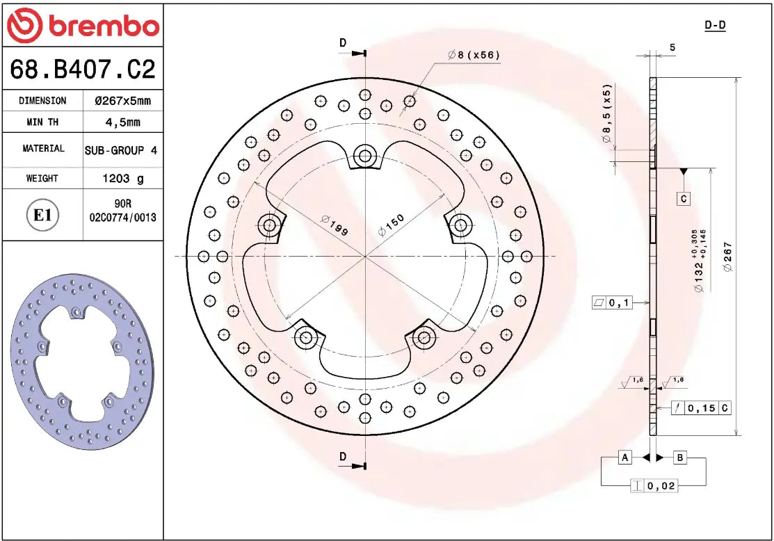 Brembo Serie Oro Prime Line Fixed Brake Rotor