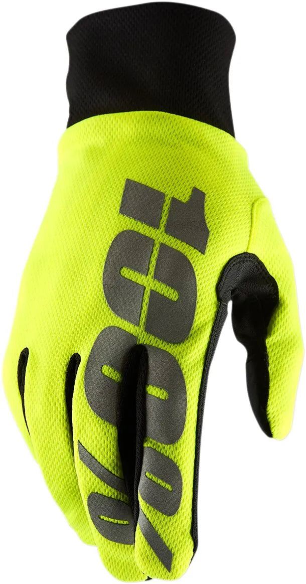 100% Hydromatic Waterproof Gloves - Black/Fluorescent Yellow
