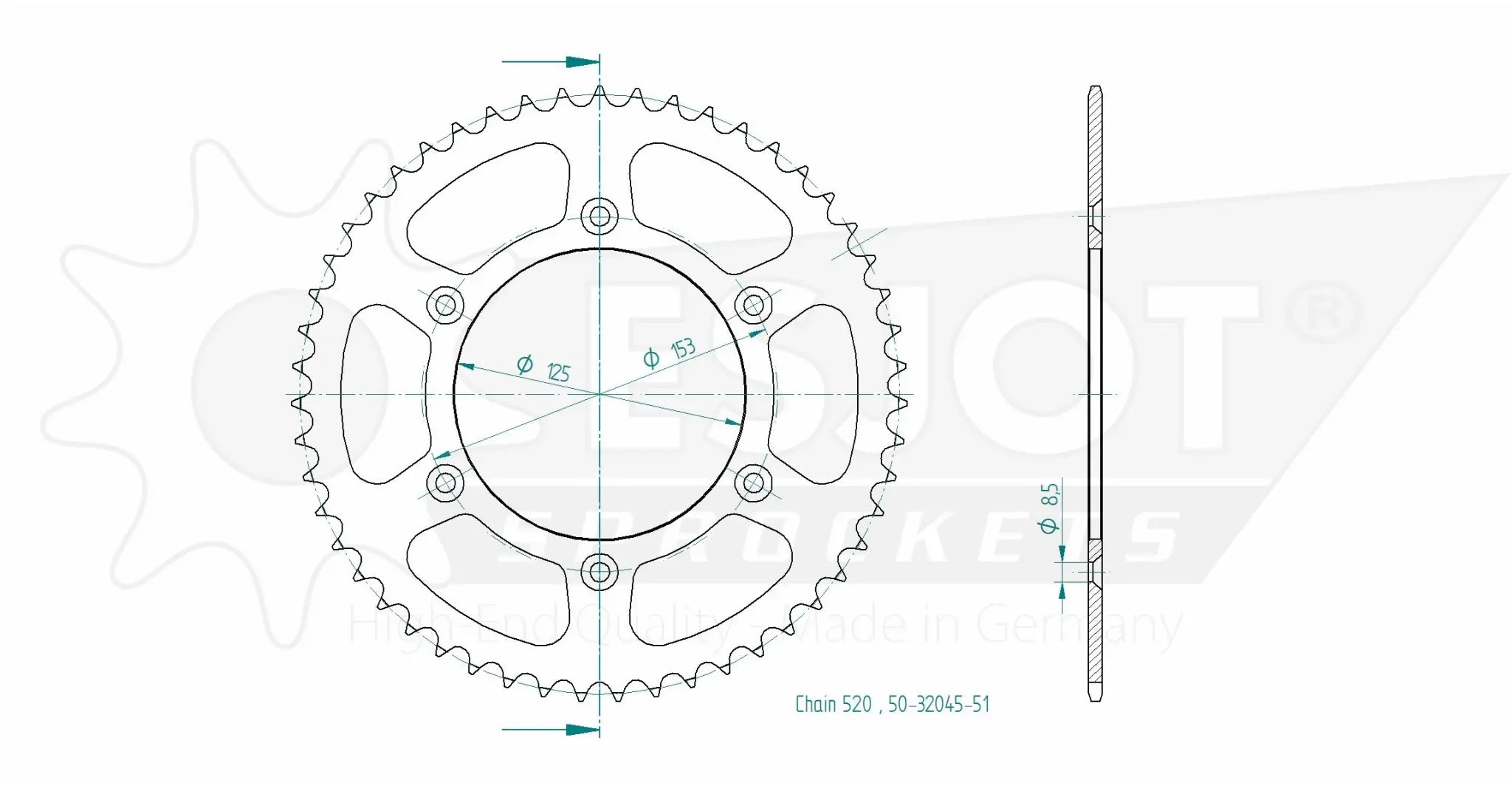 Esjot 520 Rear Sprocket - High-quality Steel