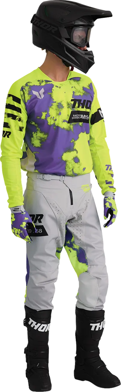 Thor Launchmode Bleach Motocross Jersey - Black/Gray/Purple/Acid