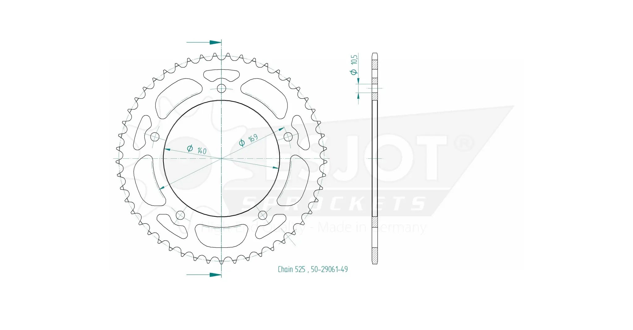 Esjot 525 Rear Sprocket - High-quality Steel