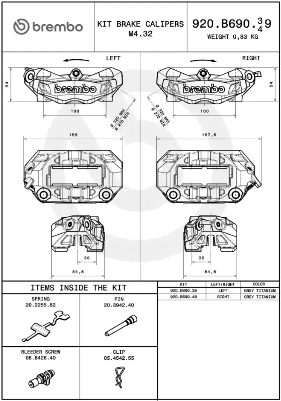 Brembo M4.32 Prime Line Brake Caliper 100mm Front Left