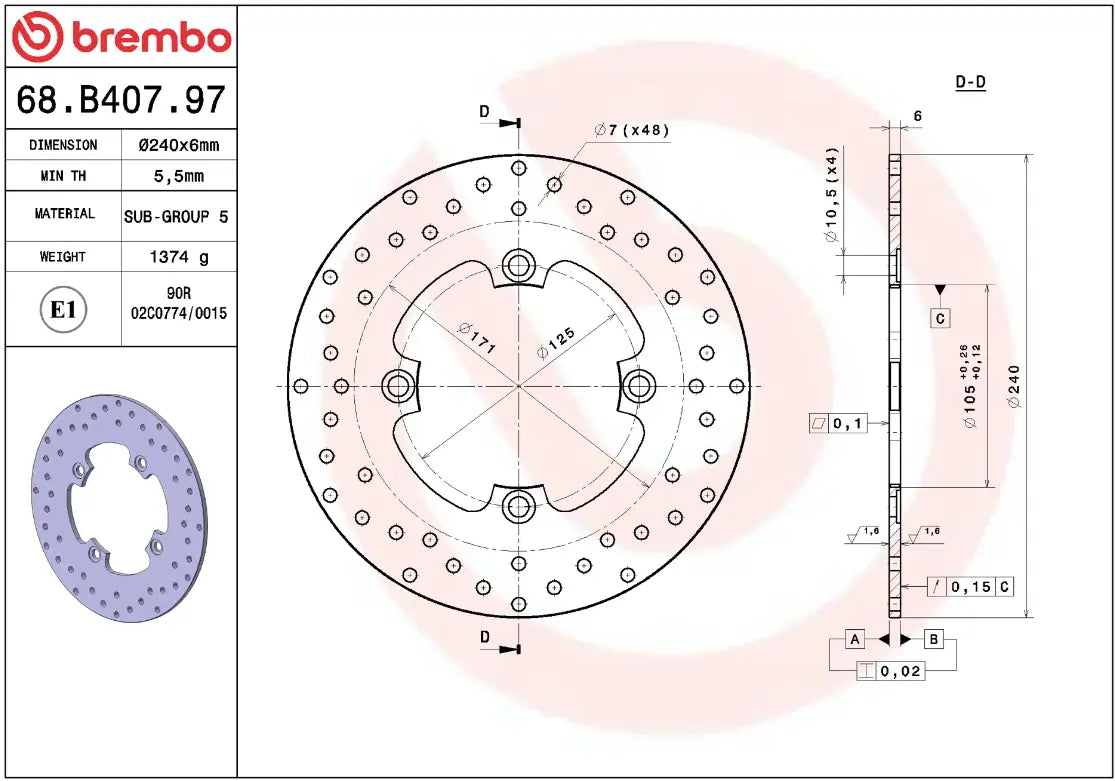 Brembo Serie Oro Brake Rotor Fixed Prime Line - Rear