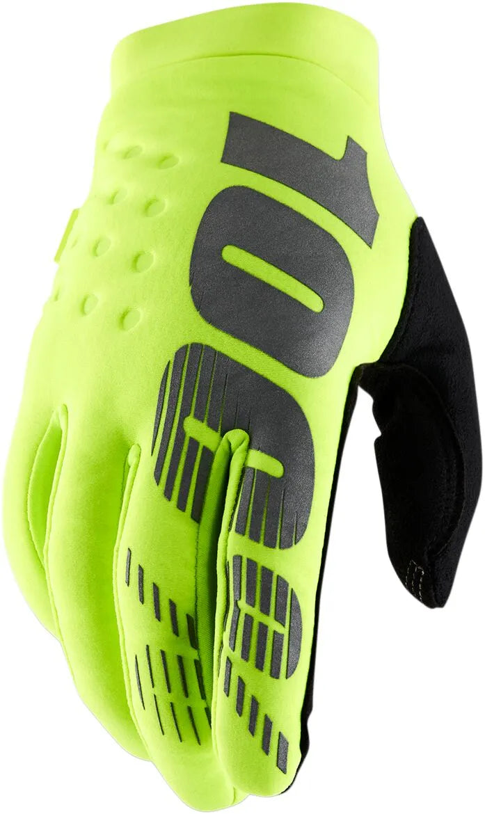 100% Brisker Insulated Off-road Gloves - Black/Fluorescent Yellow