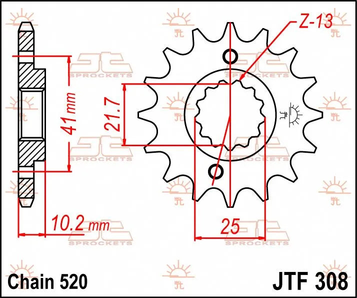 Jt Sprockets Front Sprocket - 520 Chain, 14 Tooth