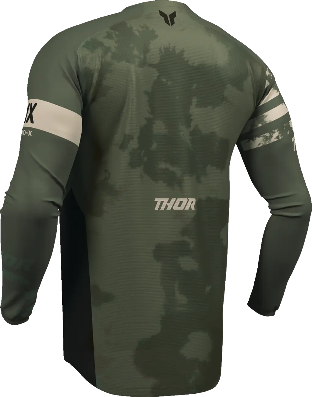 Thor Launchmode Bleach Motocross Jersey - Black/Camo Green/Off-White