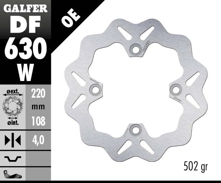 Galfer Wave Brake Rotor For Motorcycle - Rear