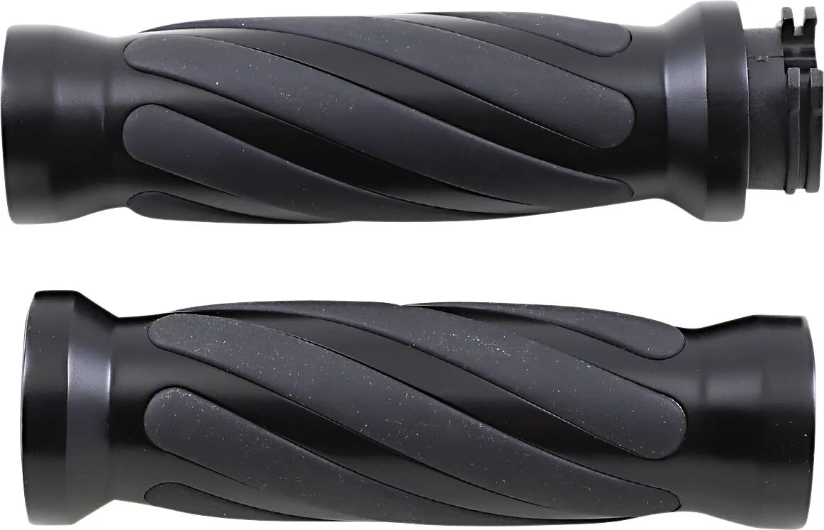 Drag Specialties Twisted Grips - Black Rubber