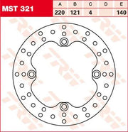 Trw Round Fixed Brake Rotor 220mm - Rear
