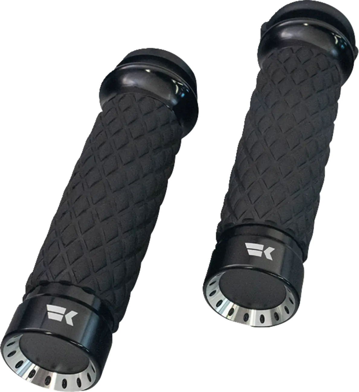 Khrome Werks Turbine Grips - Black Rubber, 1"