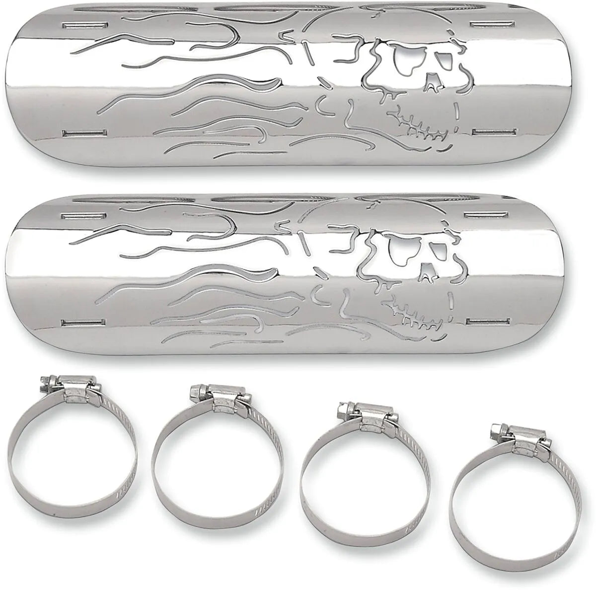 Drag Specialties Flaming Skull Varme Skjolde til 2"-2.25" Udstødning