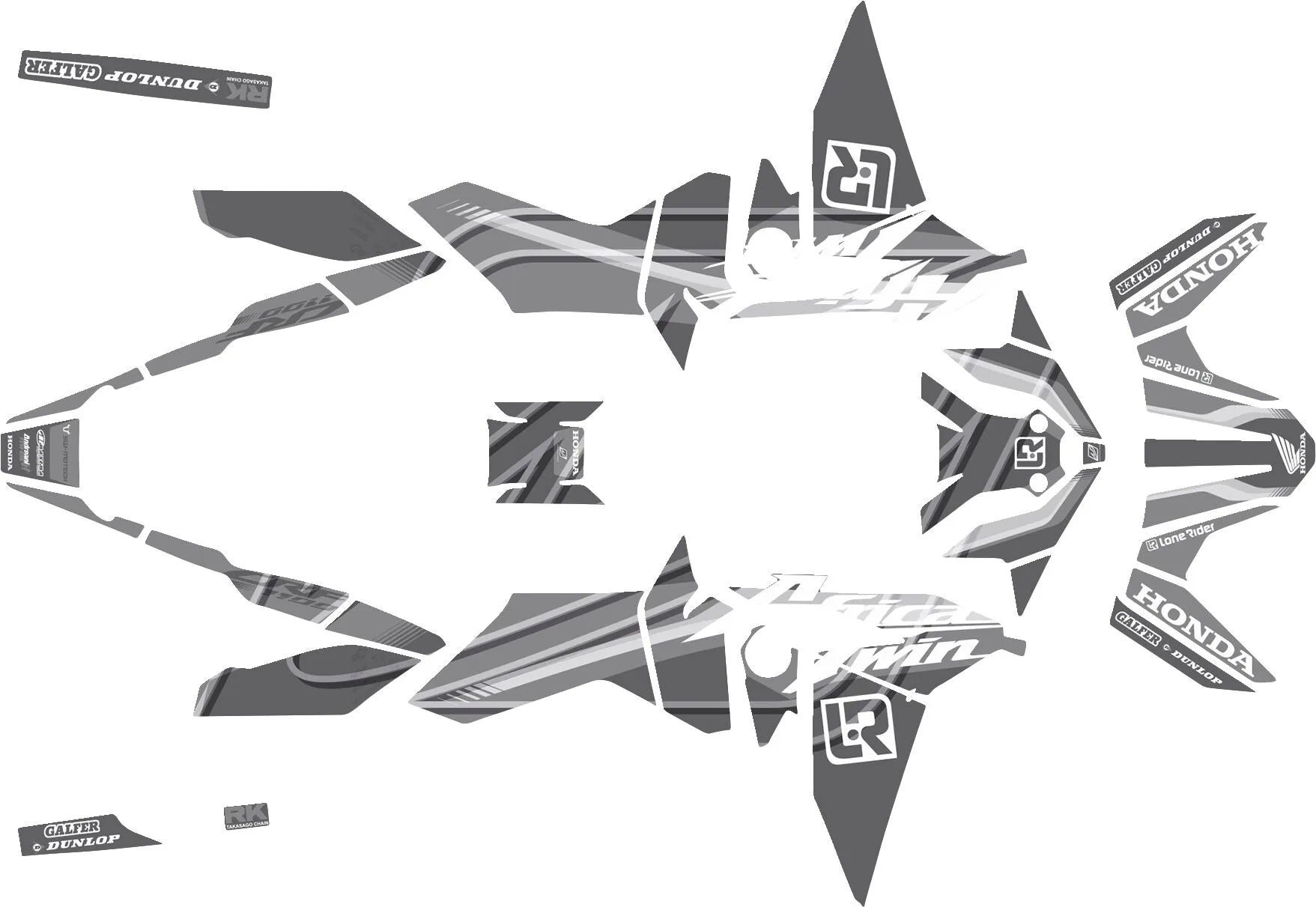 Uniracing Decal Kit For Honda Motorcycles - Black/red