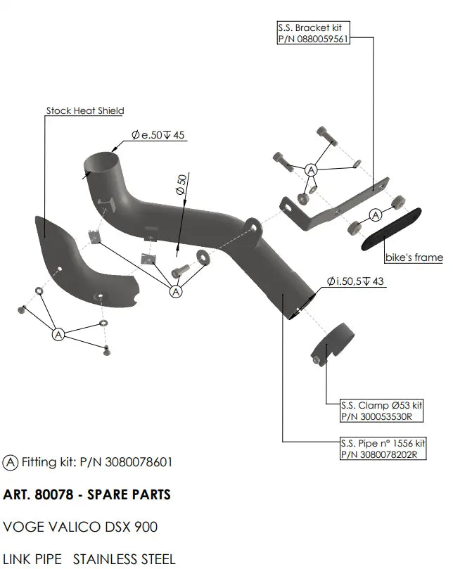 Leovince Mid Link Y Pipe for Voge Valico 900 DSX