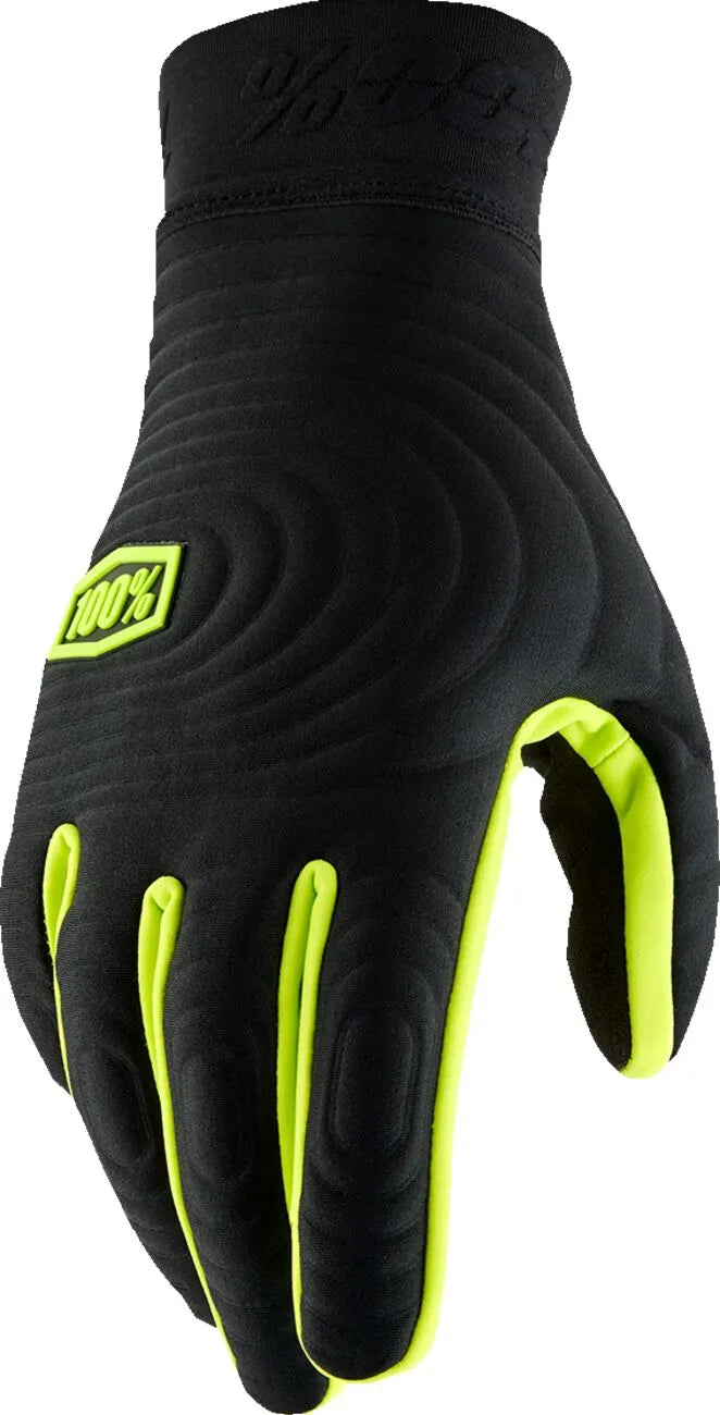 100% Brisker Xtreme Gloves - Black/Fluorescent Yellow