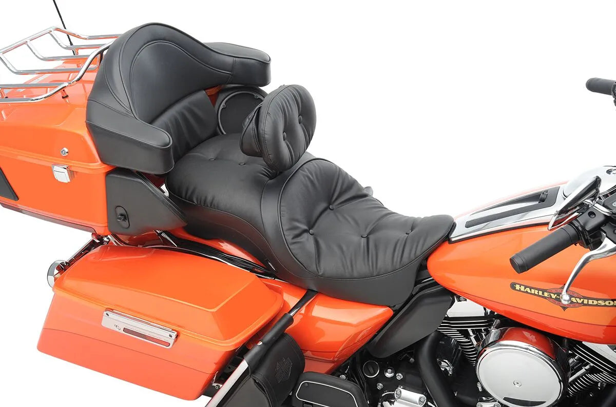 Drag Specialties 2-up Leather Touring Seat - For Harley Davidson