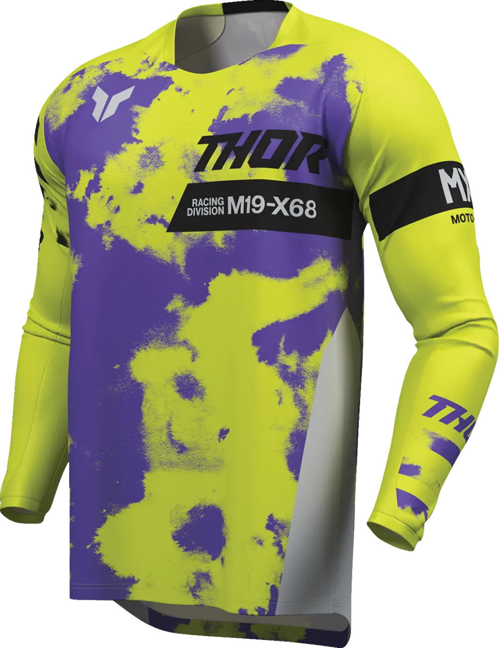 Thor Launchmode Bleach Motocross Jersey - Black/Gray/Purple/Acid