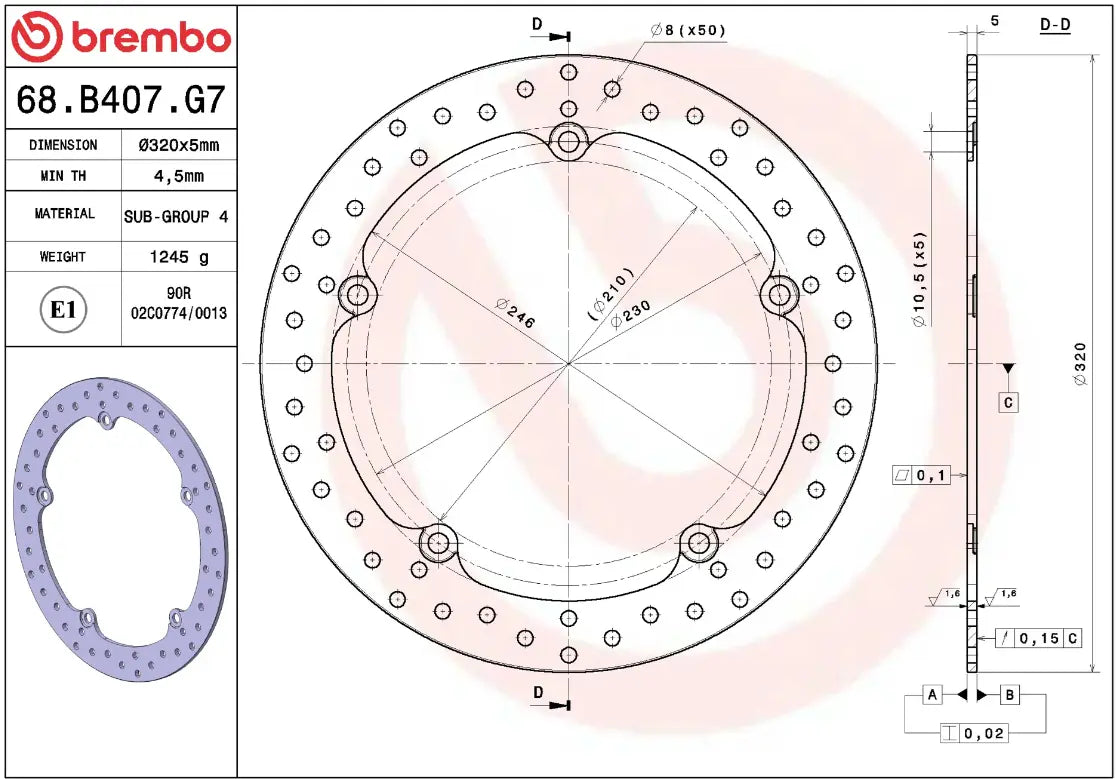 Brembo Serie Oro Fixed Brake Rotor Prime Line - Front