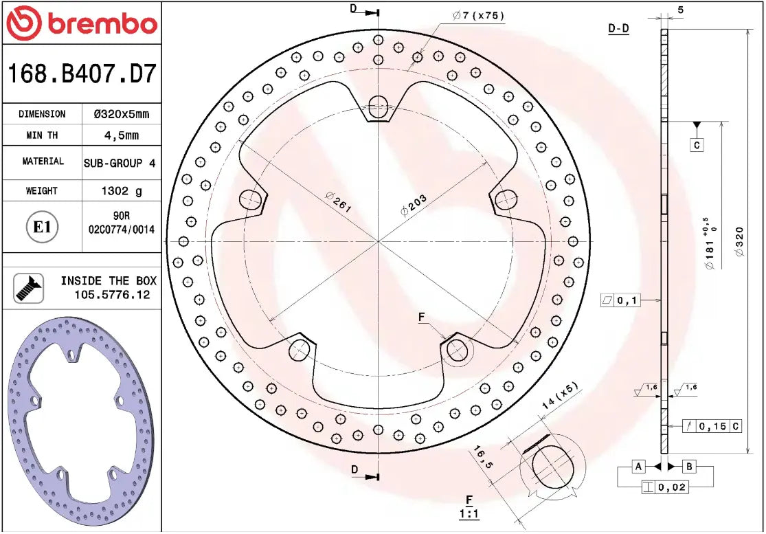 Brembo Serie Oro Brake Rotor Fixed Prime Line - Front