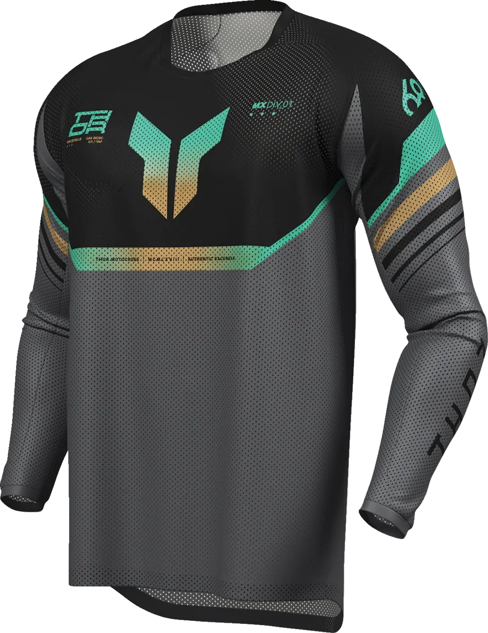Thor Launchmode Air Raptor Jersey - Black/Orange/Teal/Charcoal Gray