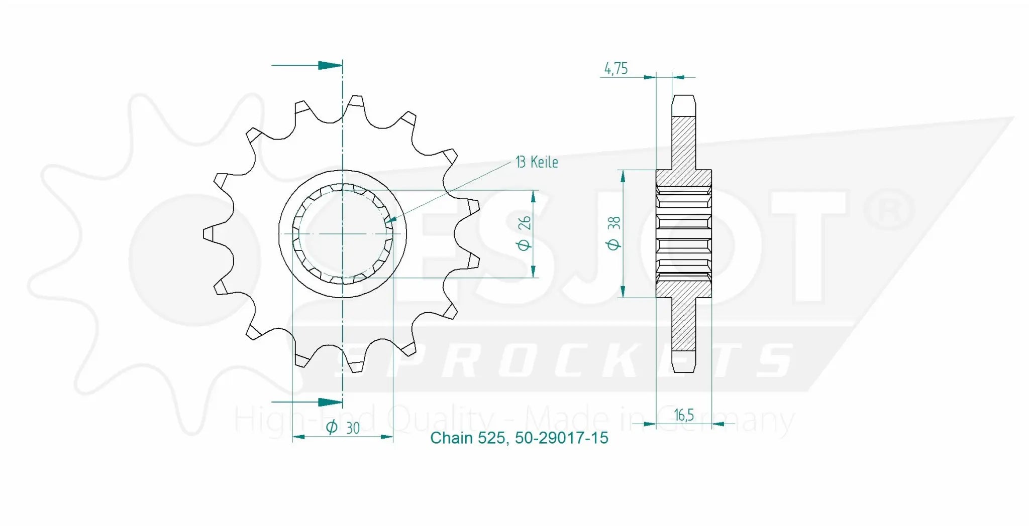 Esjot 525 Front Sprocket - Premium Steel