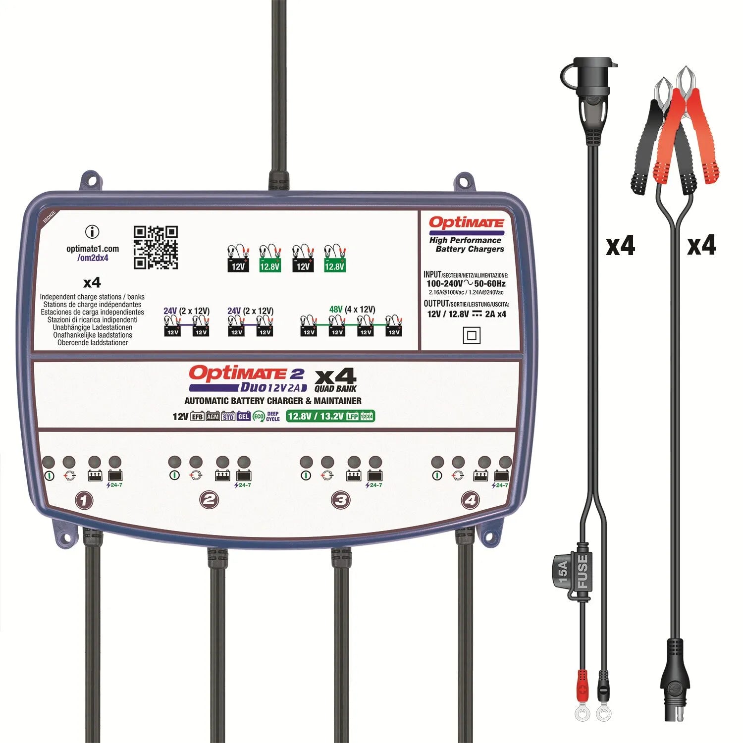 Tecmate Optimate 2 Duo X 4 Bank Battery Maintainer