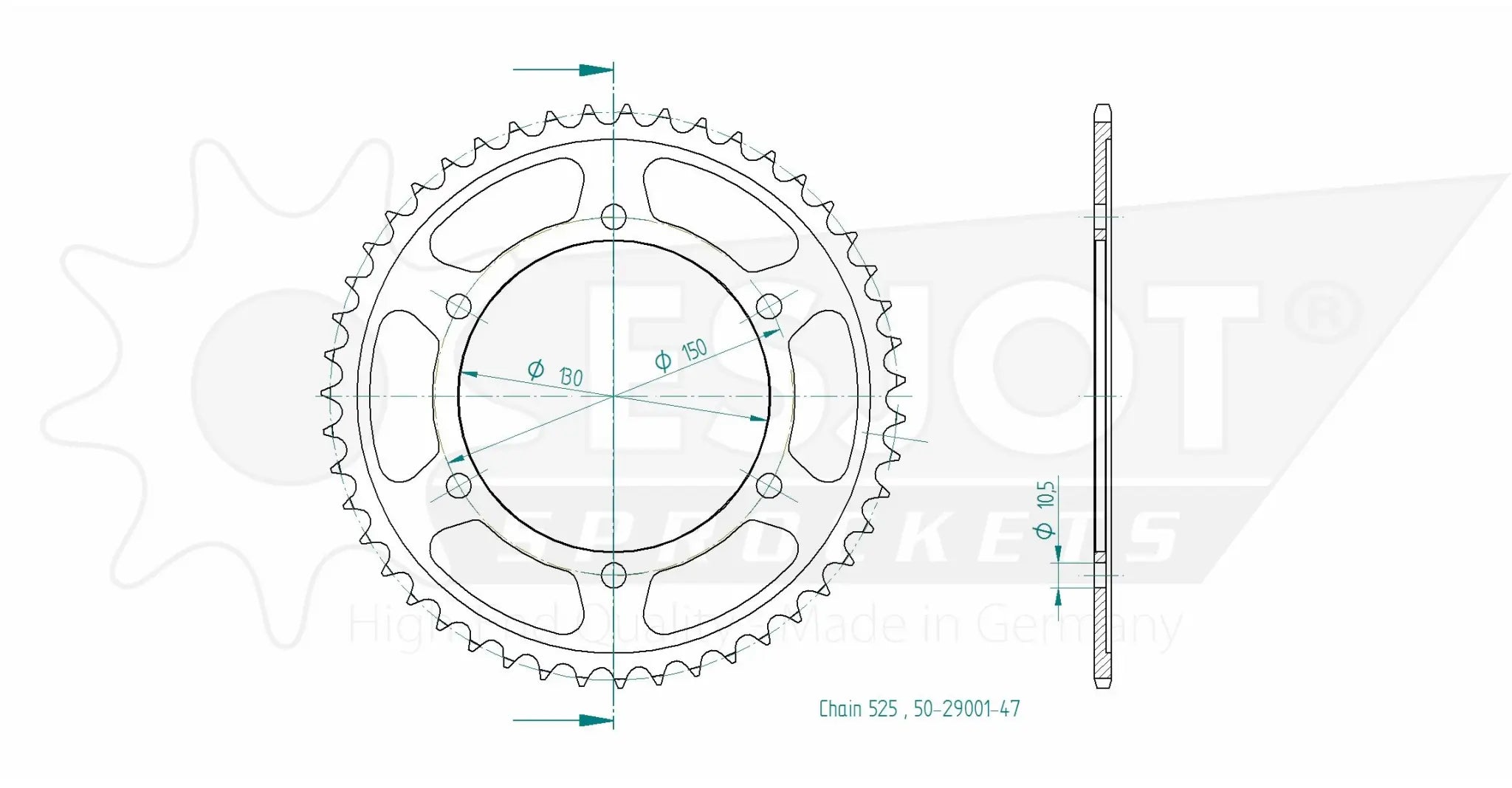 Esjot 525 Rear Sprocket - High-quality Steel