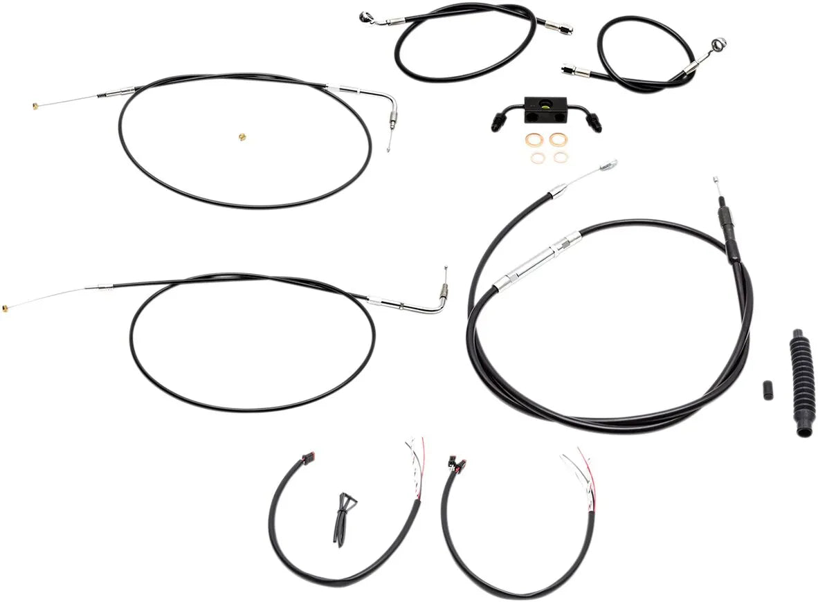 La Choppers Black Braided Cable/Brake Line Kit for 12"-14" Ape