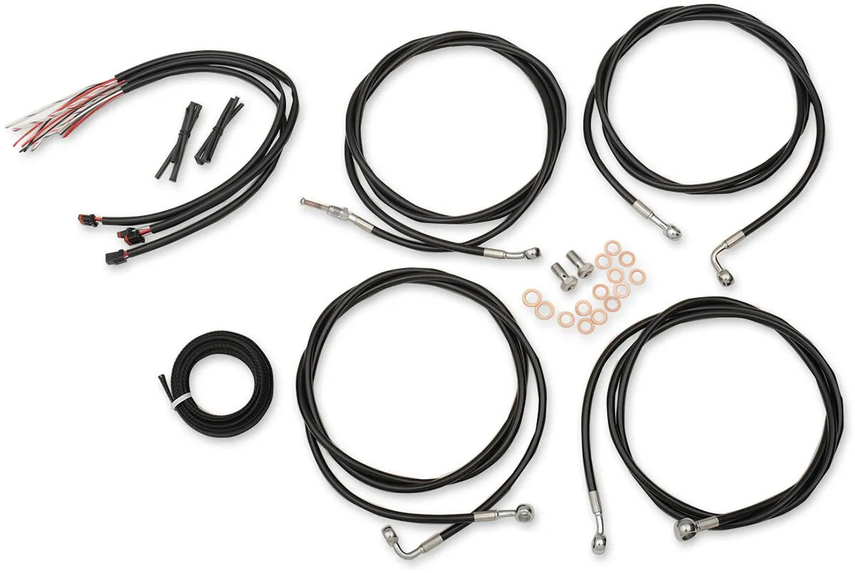 LA CHOPPERS Complete Black Vinyl Braided Handlebar Cable/Brake