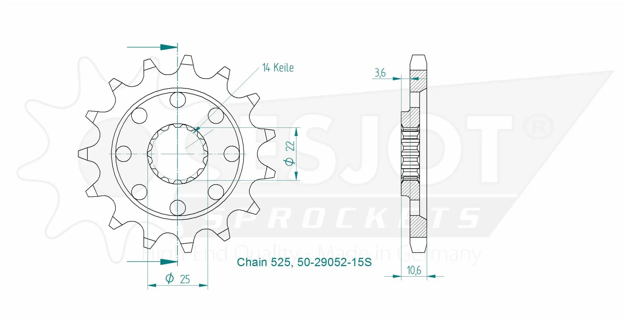 Esjot 525 Front Sprocket - High-performance Steel