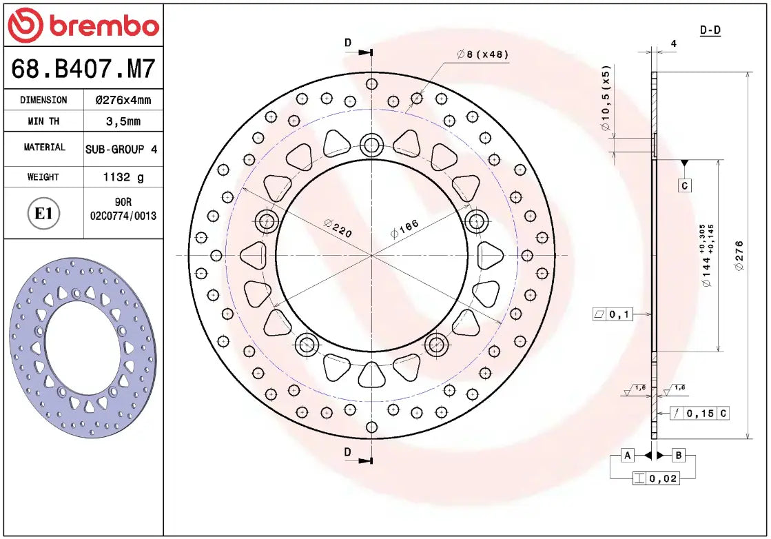 Brembo Serie Oro Prime Line Fixed Brake Rotor - Front