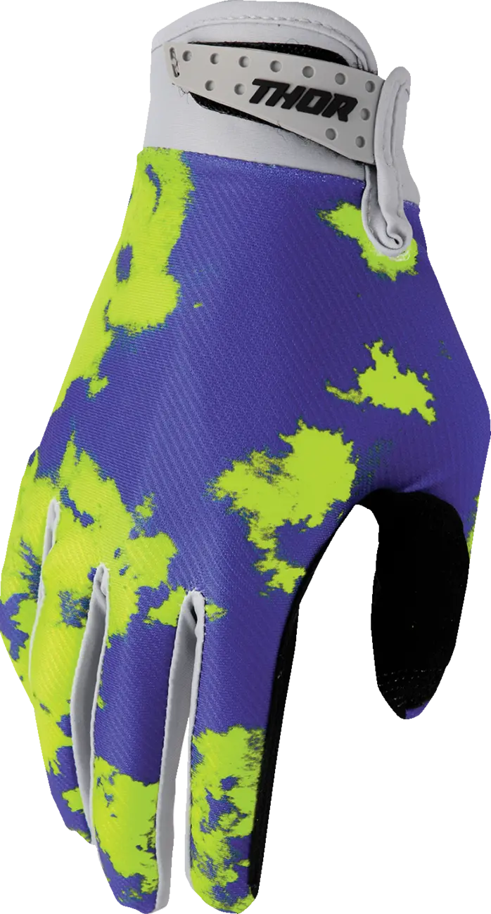 Thor Youth Launchmode Bleach Gloves - Gray/Acid