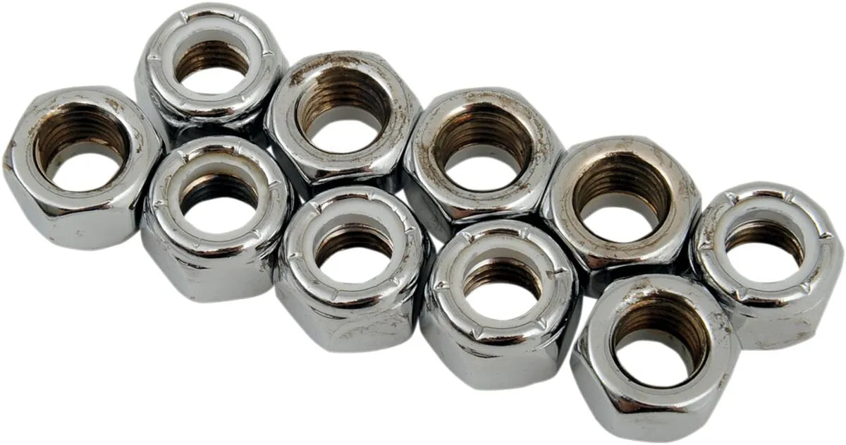 Drag Specialties 5/16-24 Chrome Nylon Insert Lock Nut